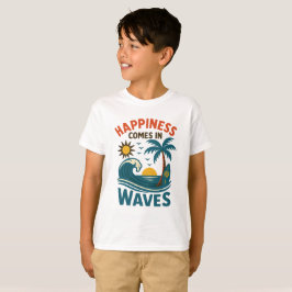 Camiseta Happiness Comes in Waves - Boys' Inspirational Bea