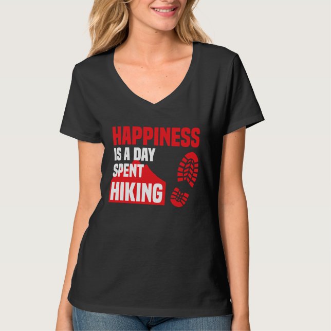 Camiseta Happiness Is A Day Spent Hiking  Hike Saying (Anverso)