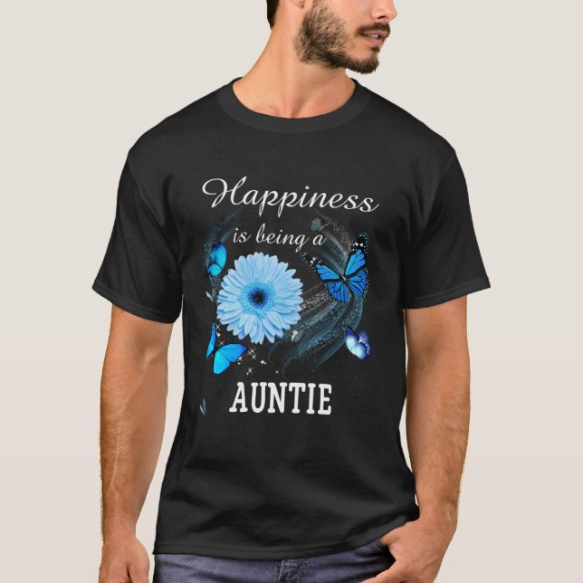 Camiseta Happiness is being a Auntie Daisy Blue Flower butt (Anverso)