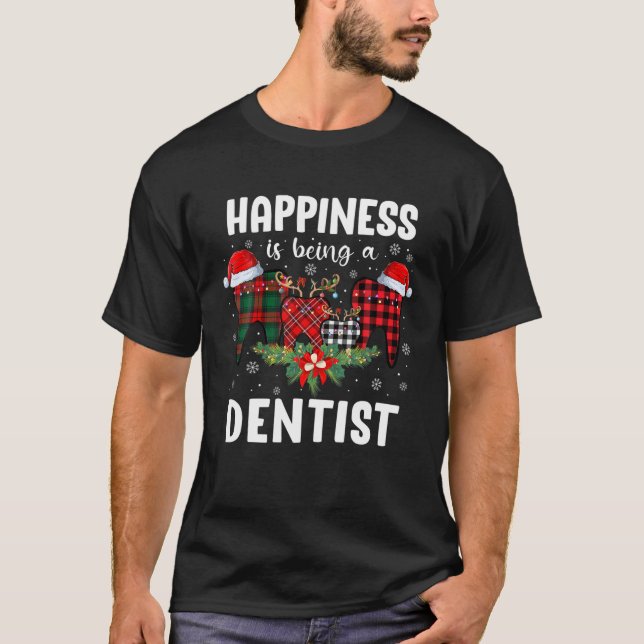 Camiseta Happiness Is Being A Dentist Buffalo Plaid Teeth C (Anverso)