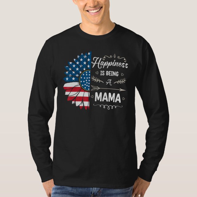 Camiseta Happiness Is Being A Mama Sunflower 4th Of July (Anverso)