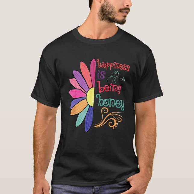 Camiseta Happiness Is Being Honey Grandma To Be Sunflower M (Anverso)