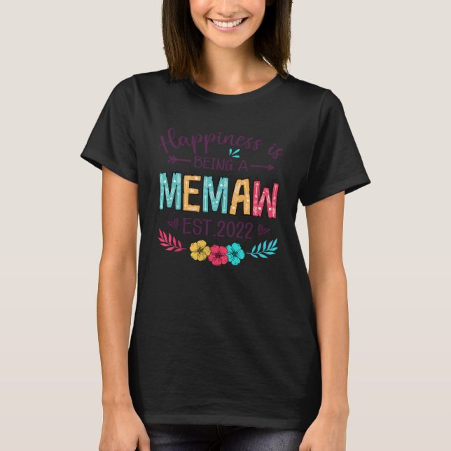 Camiseta Happiness Is Being Memaw Fall Vibes Flower (Anverso)