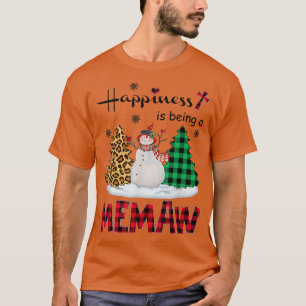 Camiseta Happiness is being Memaw Snowman Merry Christmas t