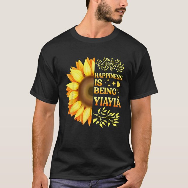 Camiseta Happiness Is Being Yiayia Grandma To Be Sunflower  (Anverso)