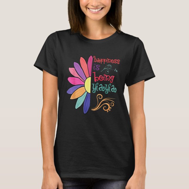 Camiseta Happiness Is Being Yiayia Grandma To Be Sunflower  (Anverso)