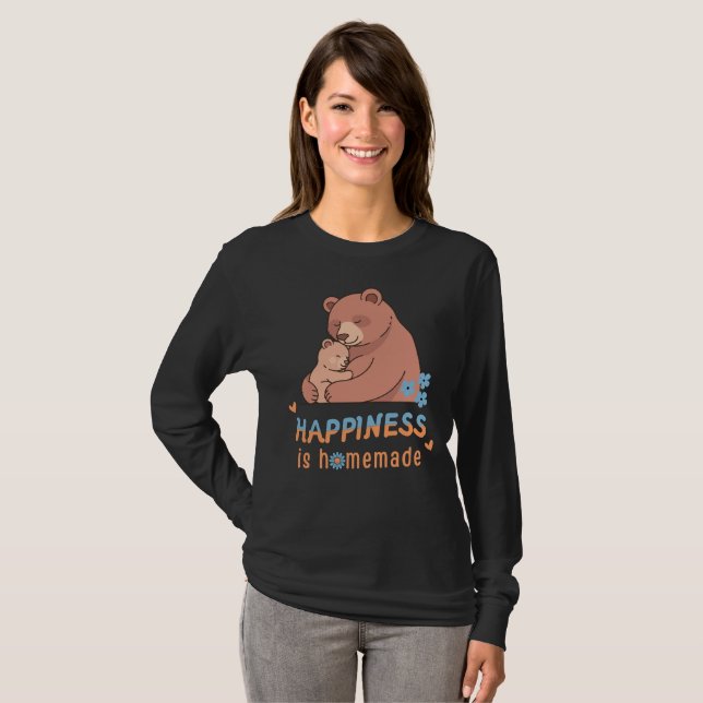 Camiseta Happiness is Homemade Cute Mama Bear & Baby (Anverso completo)