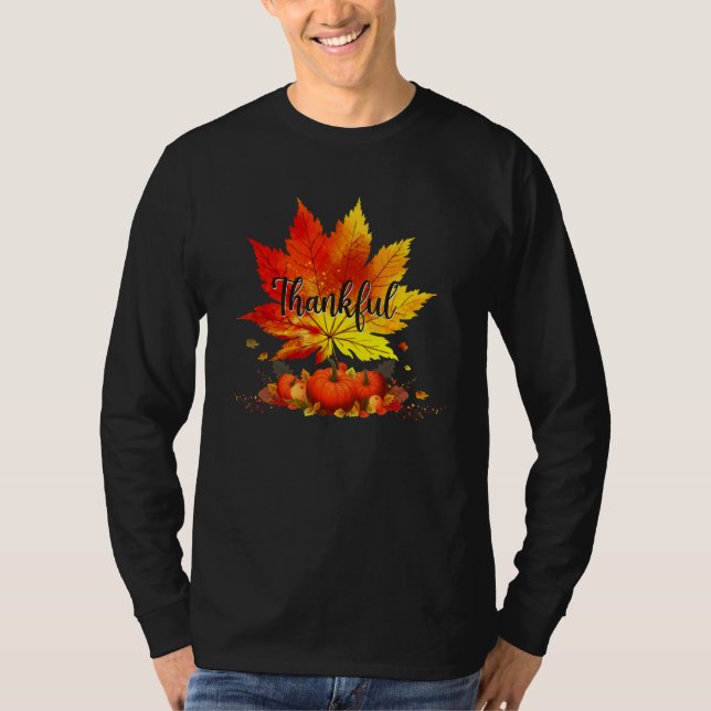 Camiseta Happpy Thanksgiving Day Autumn Fall Maple Leaves T (Anverso)