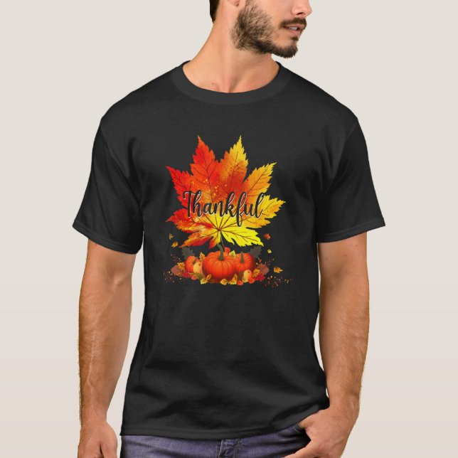 Camiseta Happpy Thanksgiving Day Autumn Fall Maple Leaves T (Anverso)