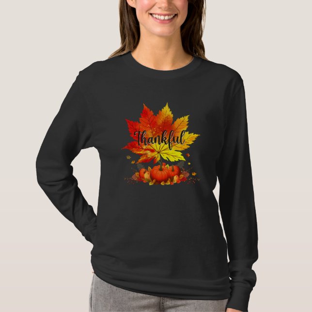 Camiseta Happpy Thanksgiving Day Autumn Fall Maple Leaves T (Anverso)