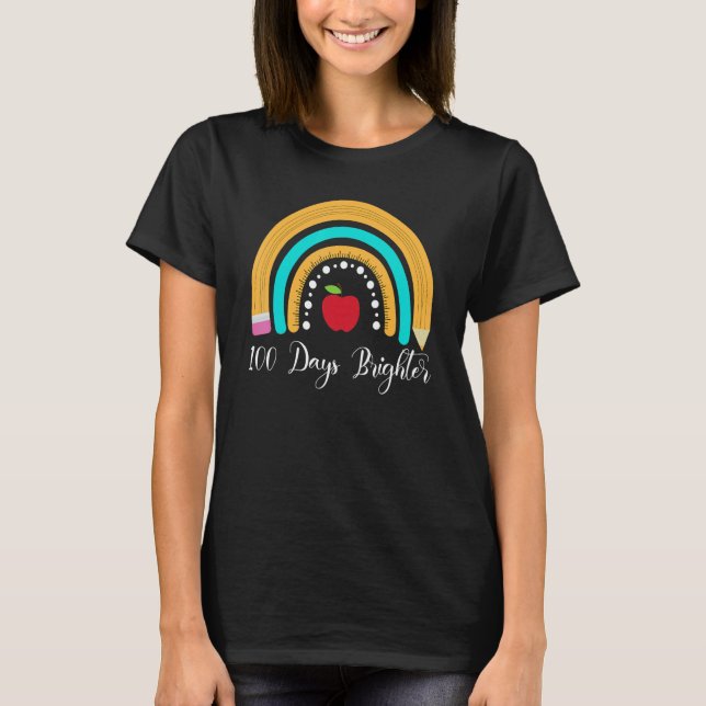 Camiseta Happy 100 Days Brighter  for Teachers Kids Rainbow (Anverso)