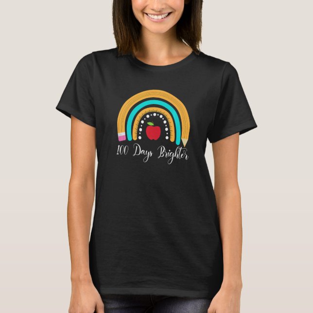 Camiseta Happy 100 Days Brighter for Teachers Kids Rainbow (Anverso)