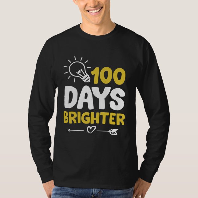 Camiseta Happy 100 Days Brighter School Bright Light Bulb G (Anverso)