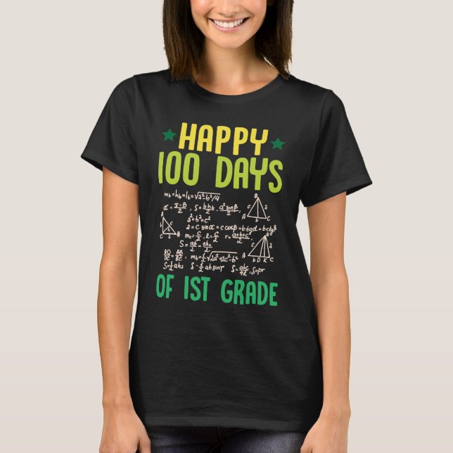Camiseta Happy 100 Days Of 1st Grade Math Teacher Equations (Anverso)