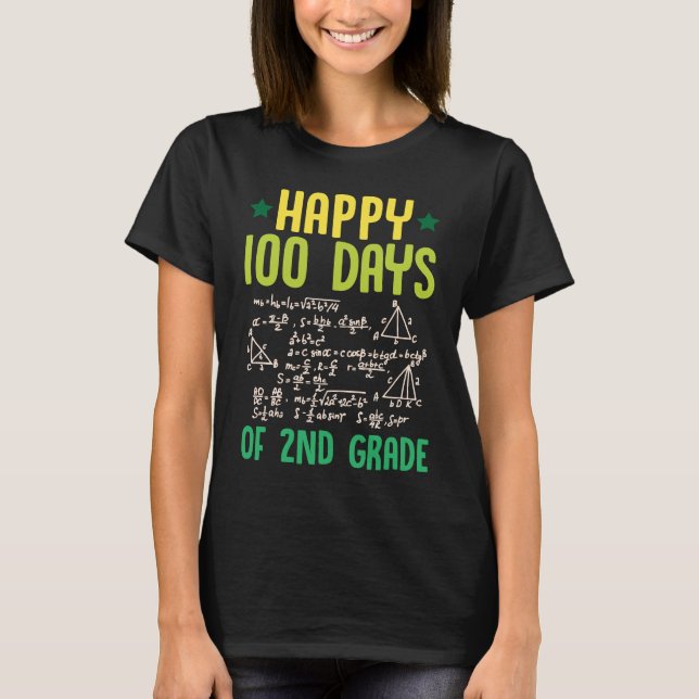Camiseta Happy 100 Days Of 2nd Grade Math Teacher Equations (Anverso)