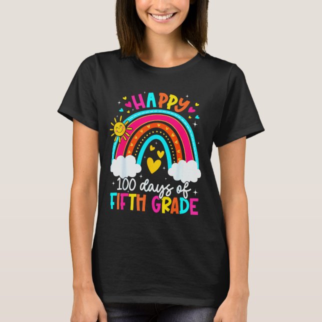 Camiseta Happy 100 Days Of 5th Grade Kids Teacher 100th Day (Anverso)