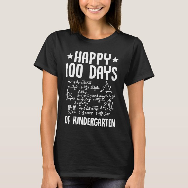 Camiseta Happy 100 Days Of Kindergarten Math Teacher Equati (Anverso)