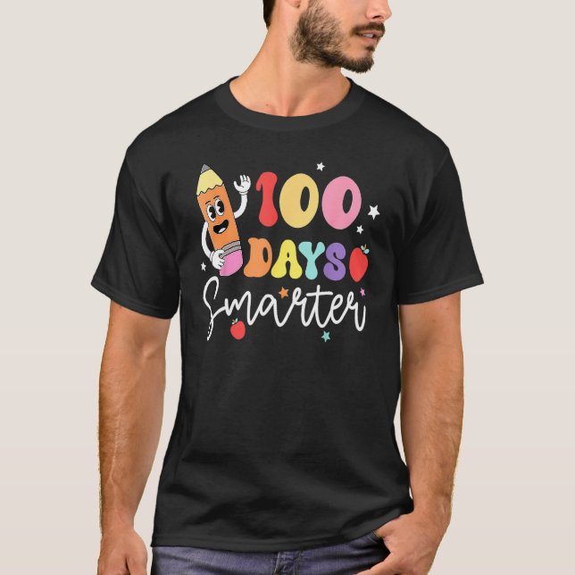 Camiseta Happy 100 Days Of School 100 Days Smarter Brighter (Anverso)
