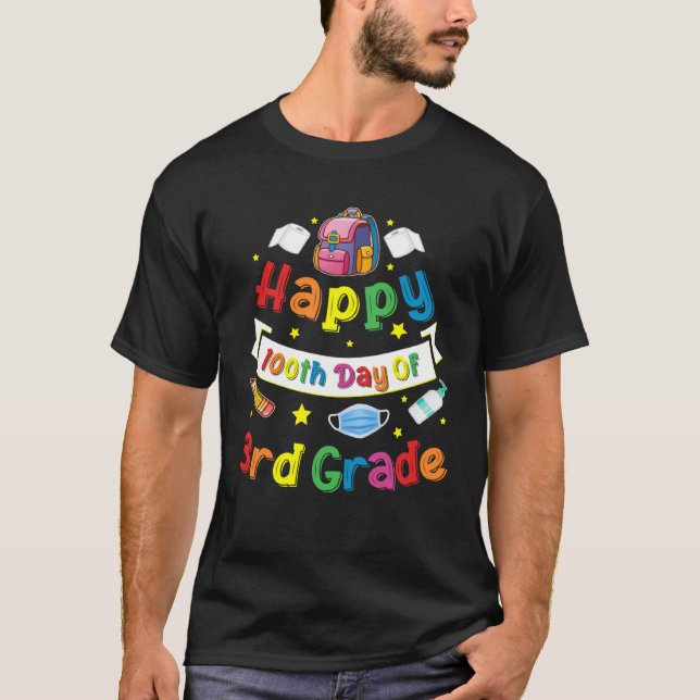 Camiseta Happy 100 Days of School 100th Day Of Third Grade (Anverso)