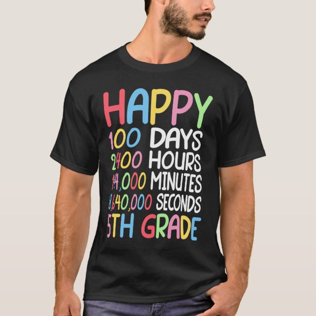 Camiseta Happy 100 Days Of School 5th Grade Student Math Te (Anverso)