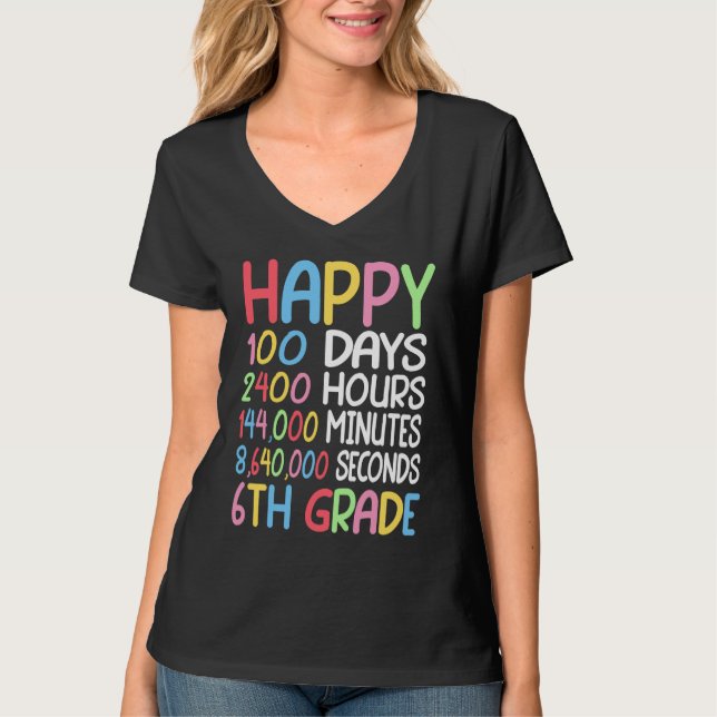 Camiseta Happy 100 Days Of School 6th Grade Student Math Te (Anverso)