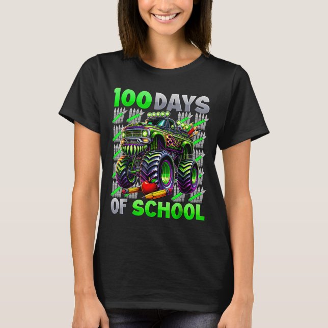 Camiseta Happy 100 Days Of School Funny Monster Truck Stude (Anverso)