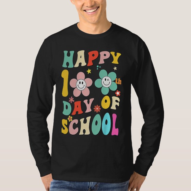 Camiseta happy 100 Days Of school groovy 100th day school T (Anverso)
