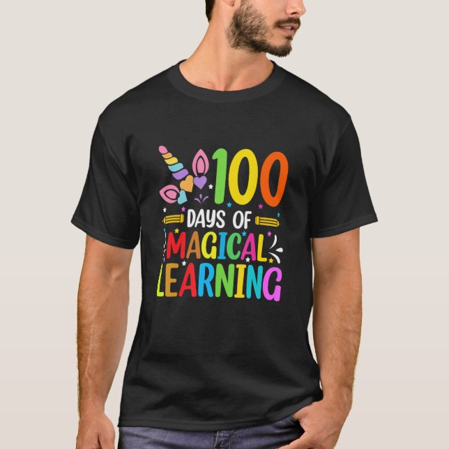 Camiseta Happy 100 Days Of School Magical Learning Shirt Un (Anverso)