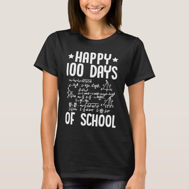 Camiseta Happy 100 Days Of School Math Teacher Equations 10 (Anverso)