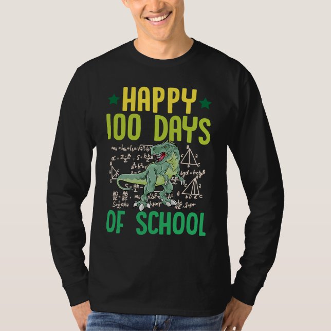 Camiseta Happy 100 Days Of School Rex Dinosaur Math Teacher (Anverso)