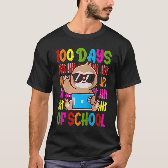Camiseta Happy 100 Days of School Sloth Teacher Kid Student (Anverso)