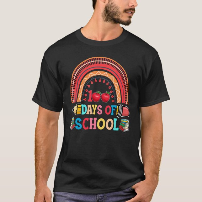 Camiseta Happy 100 Days Of School Smarter Brighter Rainbow  (Anverso)