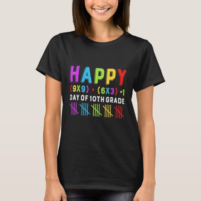 Camiseta Happy 100th Day Of 10th Grade Math Formula Teacher (Anverso)