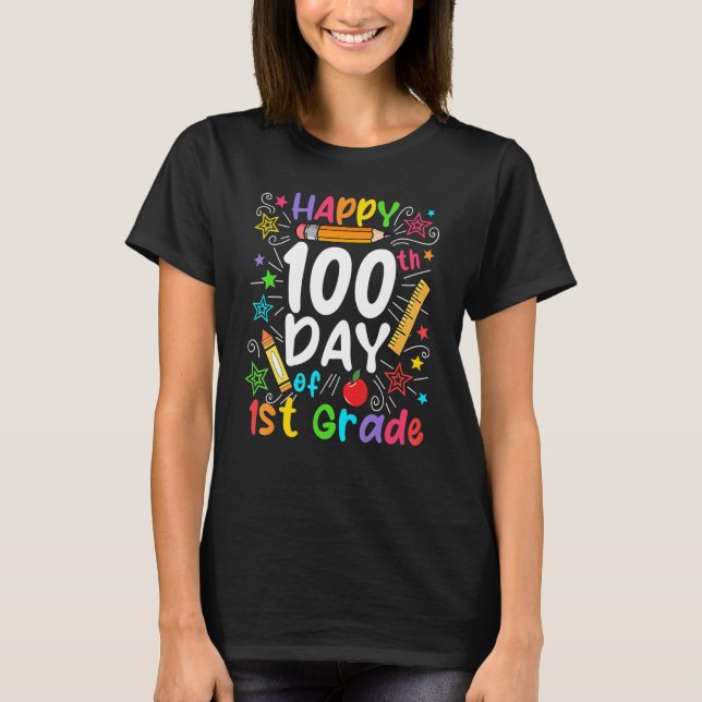 Camiseta Happy 100th Day Of 1st Grade 100 Days Teacher Stud (Anverso)