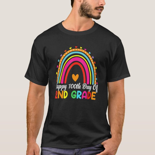 Camiseta Happy 100th Day Of 2nd Grade Rainbow Second Grade  (Anverso)