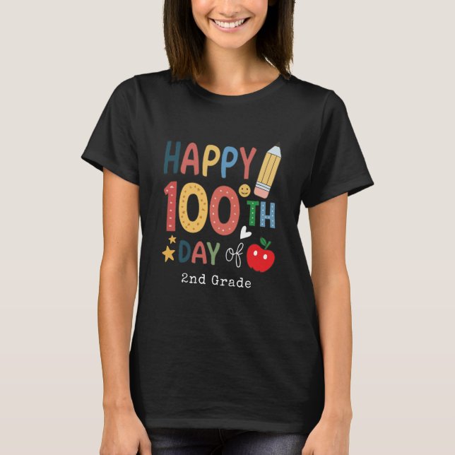 Camiseta Happy 100th Day of 2nd grade Teacher black (Anverso)