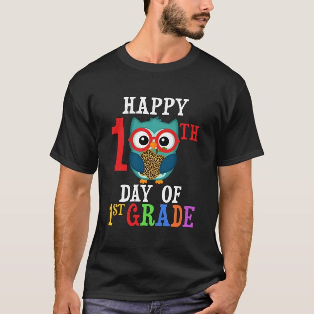 Camiseta Happy 100Th Day Of First Grade Owl Teacher And Stu (Anverso)