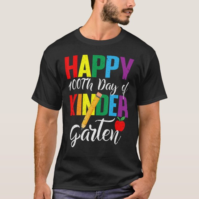 Camiseta Happy 100Th Day Of Kinder Garten For Teacher or St (Anverso)