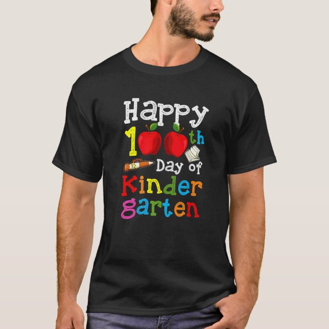 Camiseta Happy 100th Day of Kindergarten  100 Days of Schoo (Anverso)