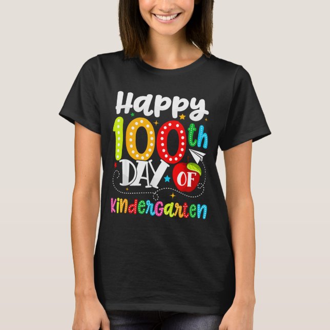 Camiseta Happy 100th Day Of Kindergarten Funny Teachers Stu (Anverso)