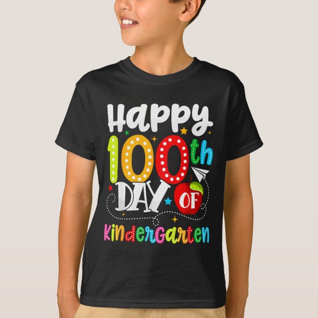 Camiseta Happy 100th Day Of Kindergarten Funny Teachers Stu (Anverso)