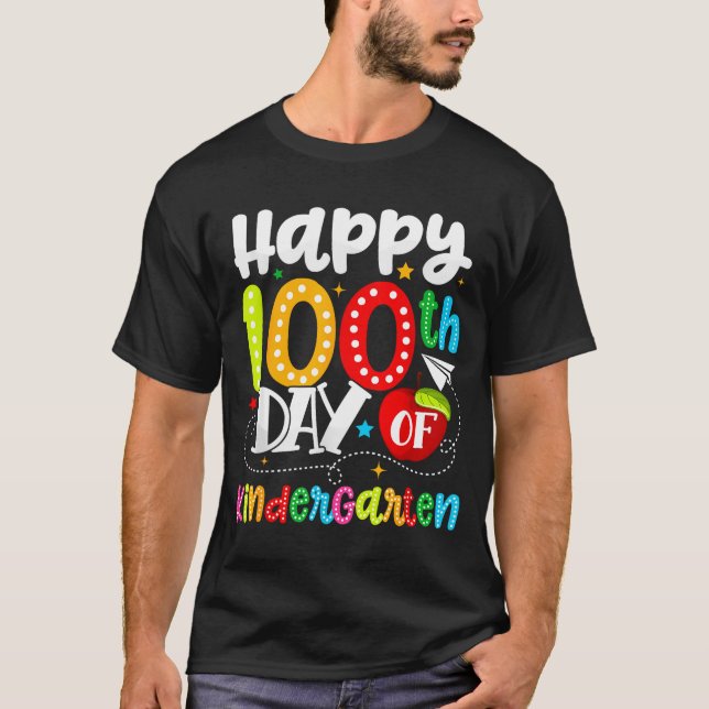 Camiseta Happy 100th Day Of Kindergarten Funny Teachers Stu (Anverso)
