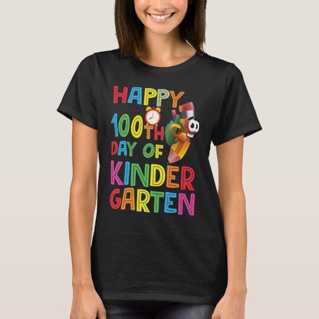 Camiseta Happy 100th Day Of Kindergarten  Pencil 2023 (Anverso)
