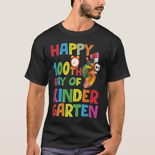 Camiseta Happy 100th Day Of Kindergarten  Pencil 2023 (Anverso)
