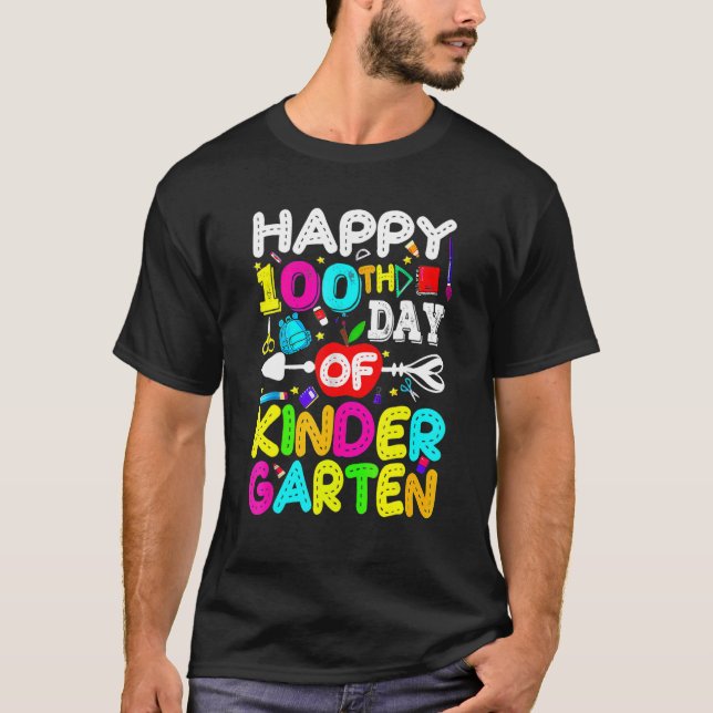Camiseta Happy 100th Day Of Kindergarten Student 100 Days O (Anverso)