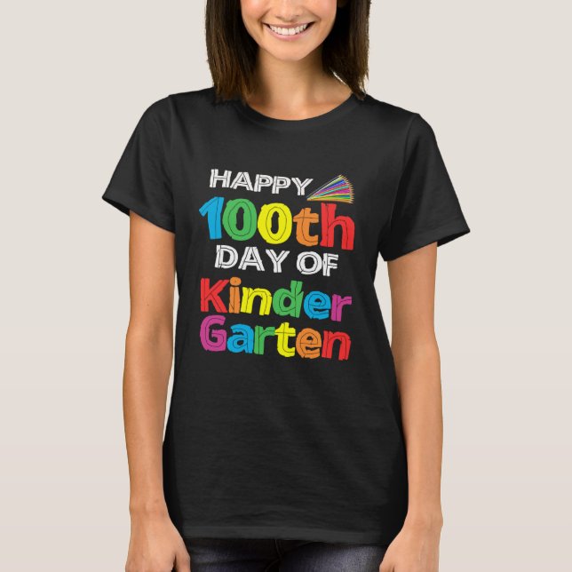 Camiseta Happy 100th Day of Kindergarten Student retro shir (Anverso)