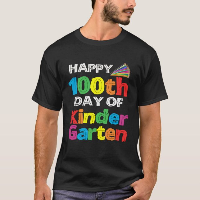 Camiseta Happy 100th Day of Kindergarten Student retro shir (Anverso)