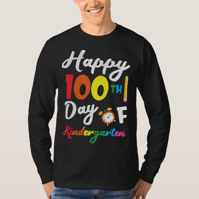 Camiseta Happy 100th Day of Kindergarten Teacher & Student  (Anverso)