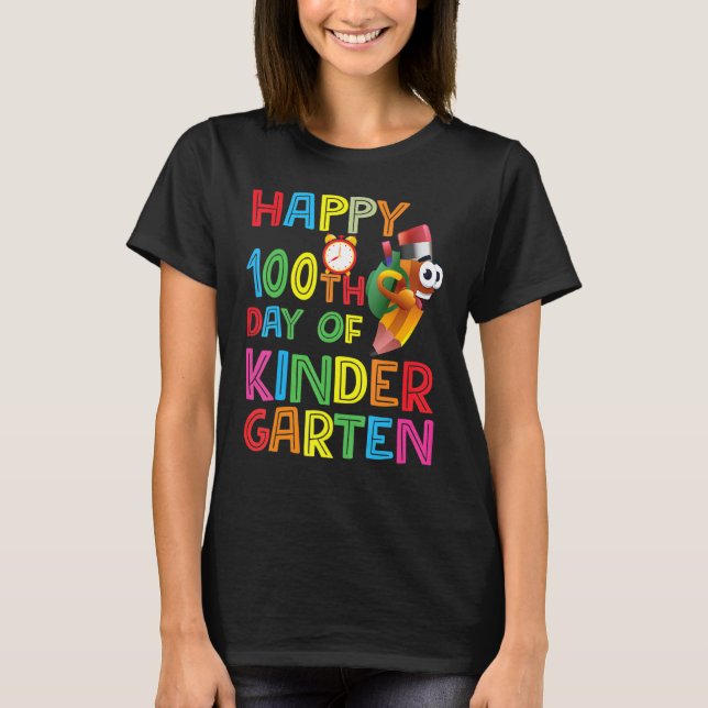 Camiseta Happy 100th Day of Kindergarten Teachers or Studen (Anverso)