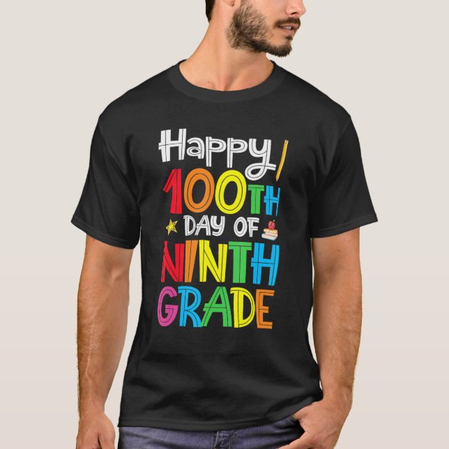 Camiseta Happy 100th Day Of Ninth Grade For Boys Girls Stud (Anverso)